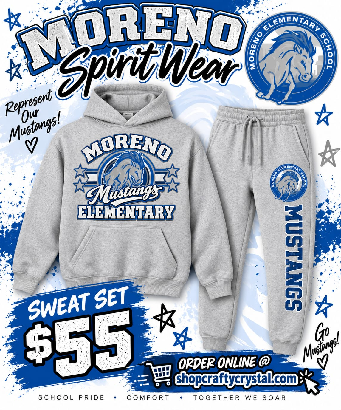 Moreno Mustangs youth hoodie and sweatpants sweatsuit combo